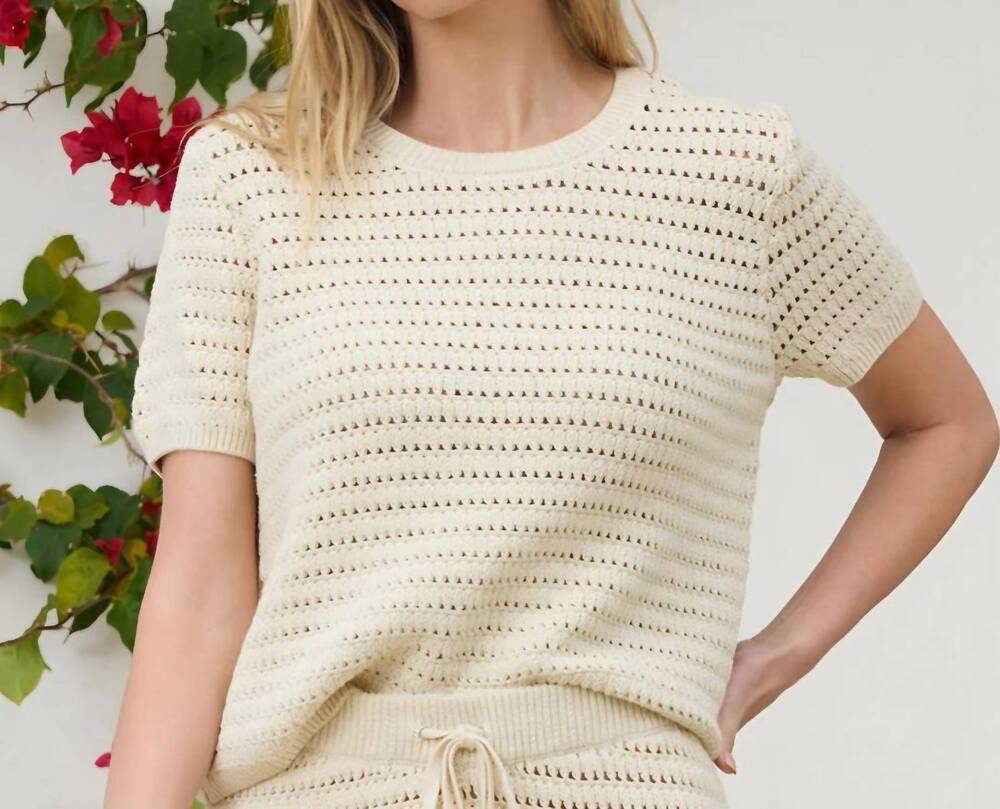 NEW STITCHES & STRIPES pixie crochet tee in linen